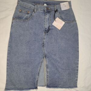 Happily Grey‎ HG Skirt Mini Front Slit Denim Raw Hem 7/27  New!